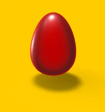 Red easter egg on yellow background - 3d illustration Illustrazione stock