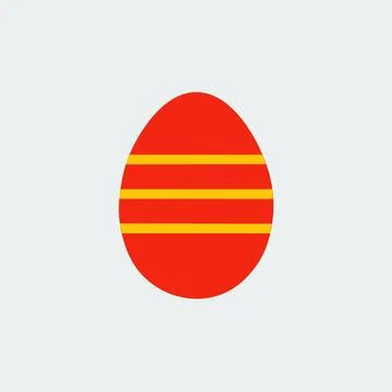 Red Easter Egg with yellow stripes. Flat Design. Illustrazione stock