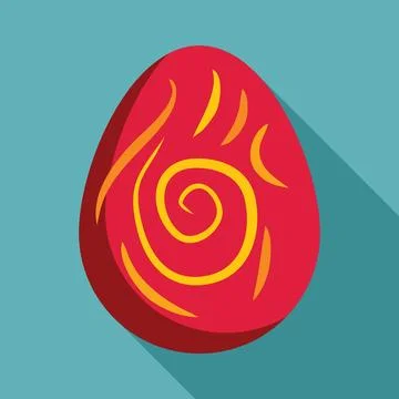 Red easter egg with yellow swirls celebrating spring holidays Stock Illustration