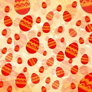 Red easter eggs in beige old paper background Illustrazione stock