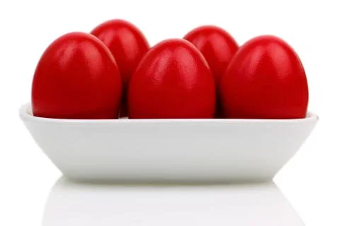 Red Easter eggs in a b?wl Stock Photos