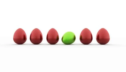 Red easter eggs concept rendered on white isolated Stock Illustration