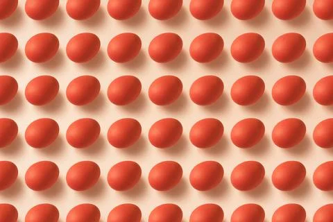 Red easter eggs flat lay Stock Photos