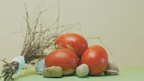 Red easter eggs Stock Footage 157220780