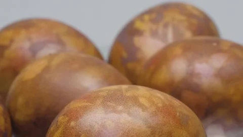 Red Easter eggs with marble pattern isolated on white background Stockbeeldmateriaal 204791343