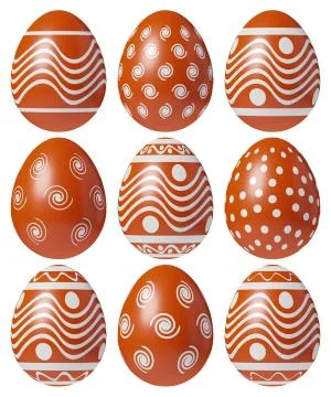 Red Easter eggs painted set isolated on white Stock Illustration