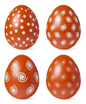 Red Easter eggs painted whith shadows isolated on white Stock Illustration