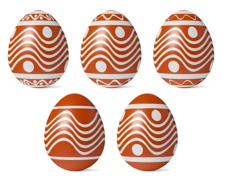 Red Easter eggs painted whith shadows isolated Stock Illustration