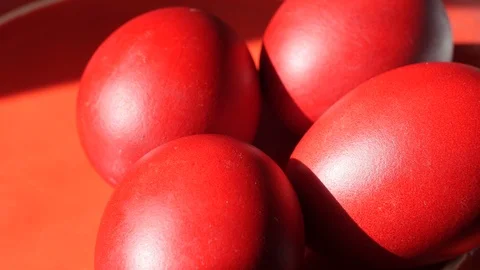 Red Easter Eggs Panning Shot Stock Footage 88474924