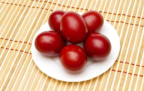 Red easter eggs Stock Photos