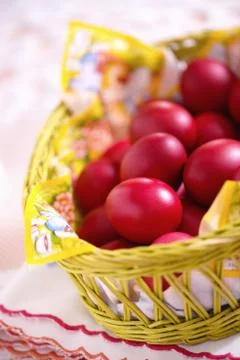 Red easter eggs Stock Photos