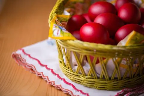 Red easter eggs Stock Photos
