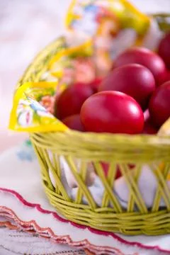 Red easter eggs Stock Photos