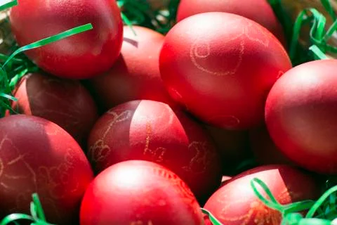 Red Easter eggs Stock Photos