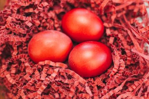 Red Easter eggs Stock Photos