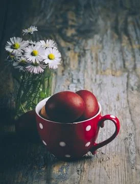 Red easter eggs Stock-Fotos