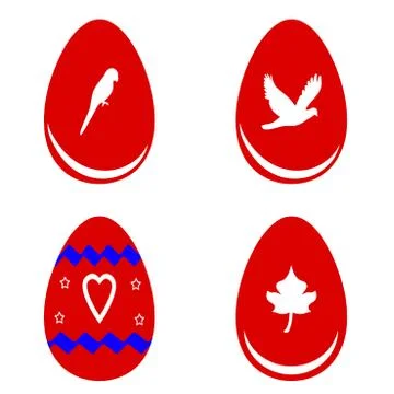 Red Easter eggs with shapes vector Stock Illustration