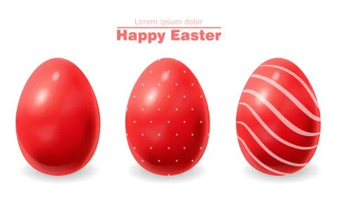 Red Easter eggs Vector realistic. Happy Holiday card illustration Stock Illustration