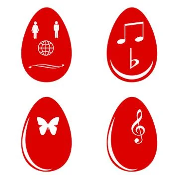 Red Easter eggs white white shapes vector Stock Illustration