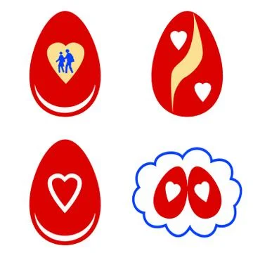 Red Easter eggs white white shapes vector Stock Illustration