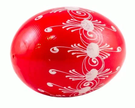 Red Easter romanian traditional egg, close up isolated Stock Photos