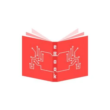 Red ebook icon with pcb elements Stockillustratie