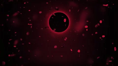 Red Eclipse Center Composition with Black Rose Petals Video stock 342381974