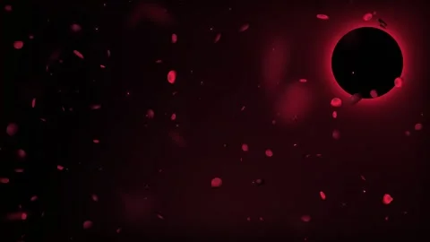 Red Eclipse Right Composition, Swirling Rose Petals Dark Fantasy Loop Stock Footage 342381952