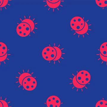 Red Eclipse of the sun icon isolated seamless pattern on blue background. Tot 스톡 일러스트