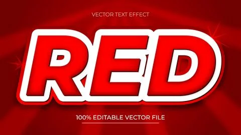 Red editable text font effect 3d text for title Stock Illustration