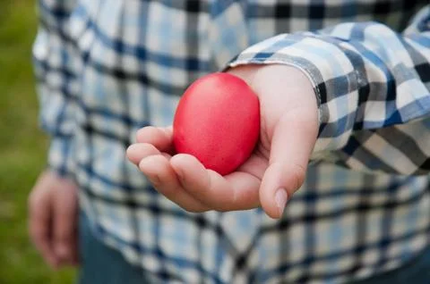 Red egg - Easter hunt Stock Photos