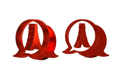 Red Eiffel tower icon isolated on transparent background. France Paris land.. Stock Illustration