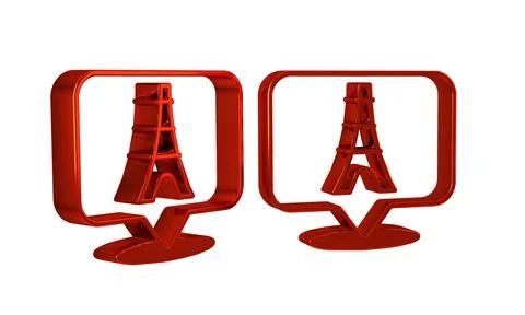 Red Eiffel tower icon isolated on transparent background. France Paris land.. Illustrazione stock