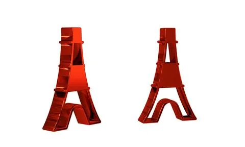 Red Eiffel tower icon isolated on transparent background. France Paris land.. Illustrazione stock