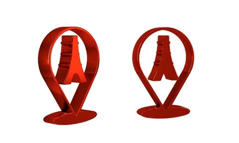 Red Eiffel tower icon isolated on transparent background. France Paris land.. イラスト素材
