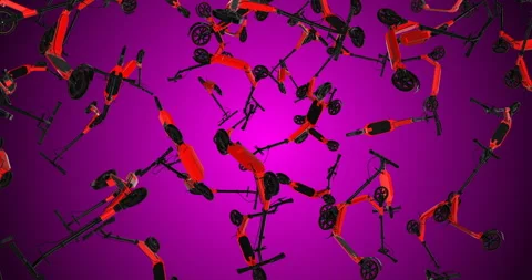 Red Electric Ccooters falling slow motion Stock Footage 241739722