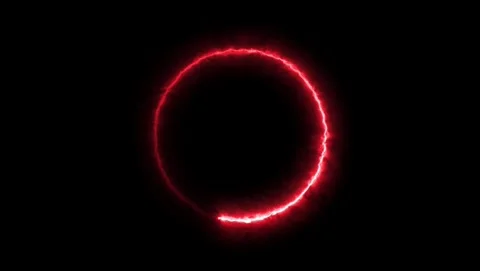 Red Electric Circle with Gap on Black Background abstract Stock Footage 317453022