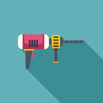Red electric drill for construction works on turquoise background Stock Illustration