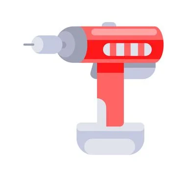 Red electric drill with drill bit for drilling and construction work Ilustração Stock