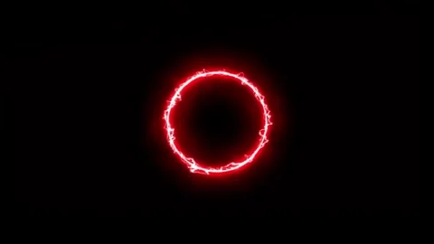 Red Electric Energy Circle Loop on Black Background Stock Footage 319567273