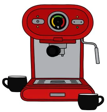 The red electric espresso maker Stock Illustration