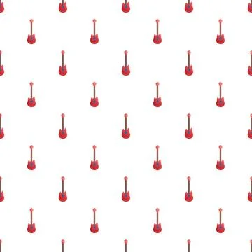 Red electric guitar pattern on white background Stock Illustration