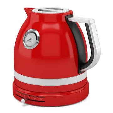Red electric kettle isolated on white background Stock Illustration