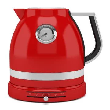 Red electric kettle isolated on white background Stock Illustration