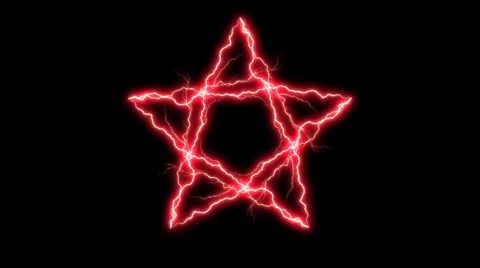 Red Electric Pentagram 1 slow Video stock 34181787