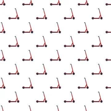 Red electric scooter pattern for urban mobility background Stock Illustration