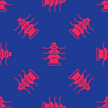 Red Electric tower used to support an overhead power line icon isolated sea.. Illustrazione stock