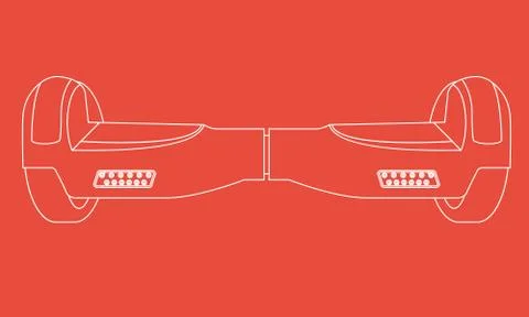 Red Electric two Wheels self Balance Board. Vector Hoverboard Stock Illustration