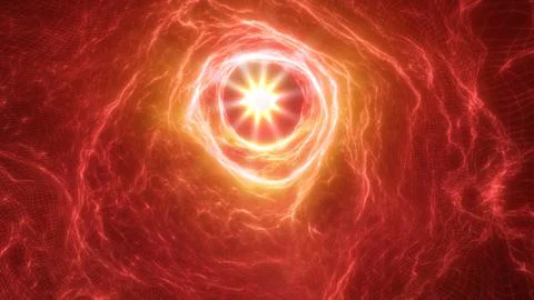 Red electric vortex portal with intense glowing center, abstract energy fie.. Stock Illustration
