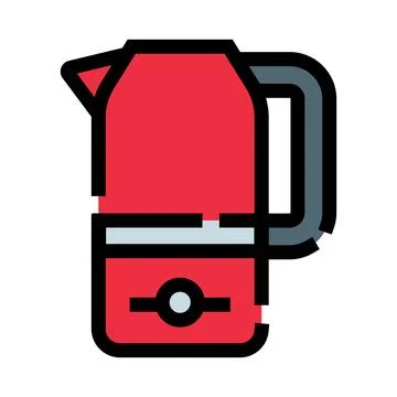 Red electric water kettle boiling tea coffee Stock Illustration